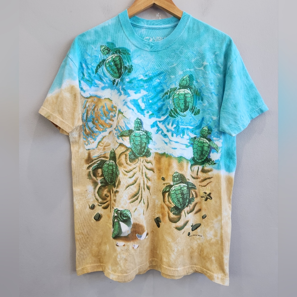 Liquid Blue Baby Turtle Beach AOP Shirt Men's Size Large